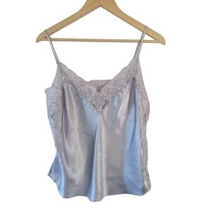 NWT In Bloom Blue Silver Floral Lace Sateen Tank Top Sz XL Y2K Fairy Romantic